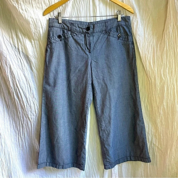 >90%OFF❣️ BCBG Maxazria Kendra Chambray Cropped Pants, 28 - Picture 2 of 12